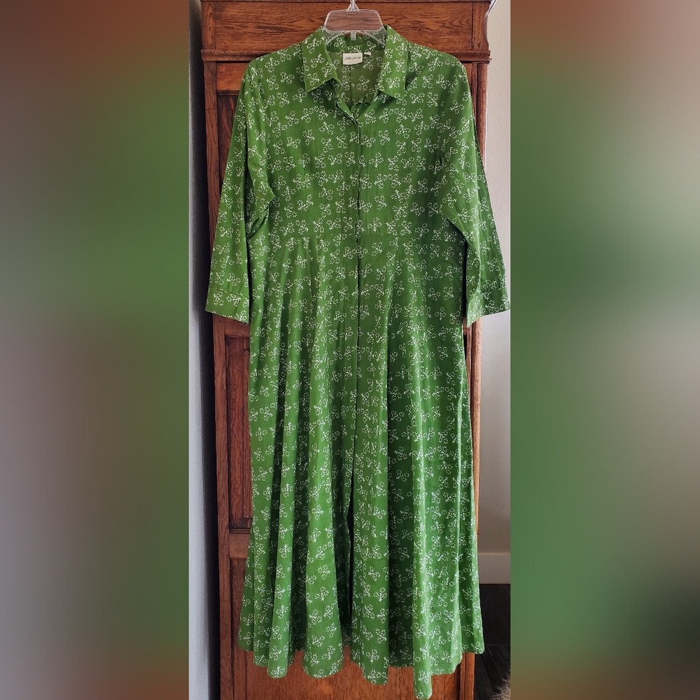 JULIA AMORY GREEN COTTON JA SHIRT DRESS LARGE EXCELLENT